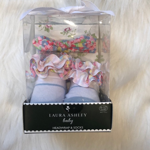 laura ashley baby socks and headband